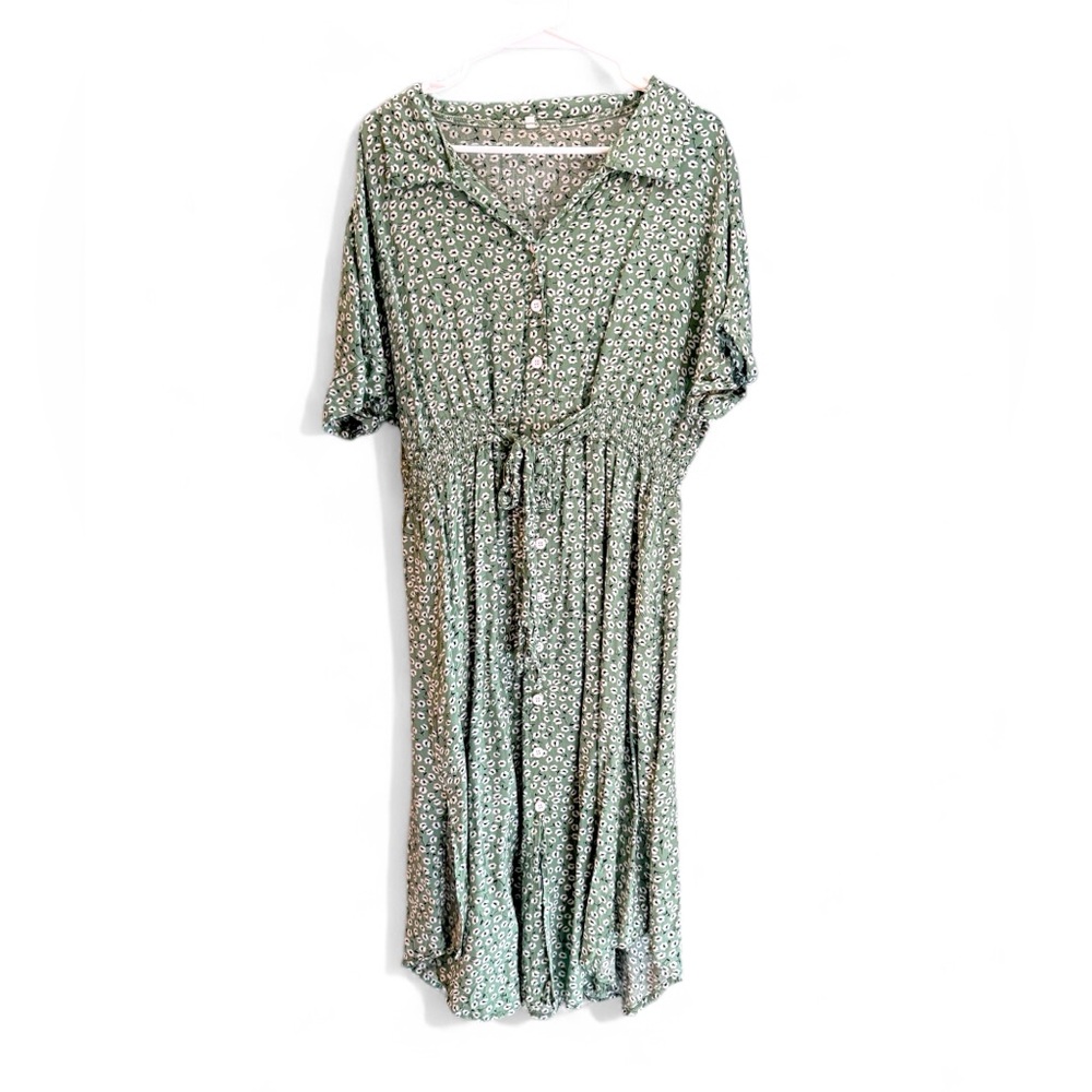 Elegant Green Floral Midi Dress